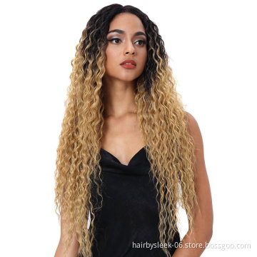Rebecca Spring Small Curly long frontal closure colored lace front braid kinky hair 13 x 6 synthetic lace wigs natural hairline